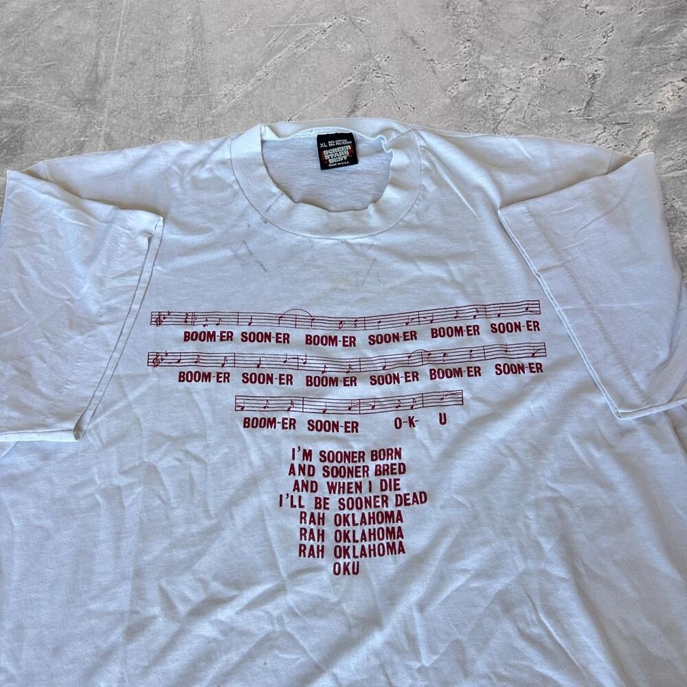 1980s vintage screen stars Oklahoma song lyric band music single stitch t shirt